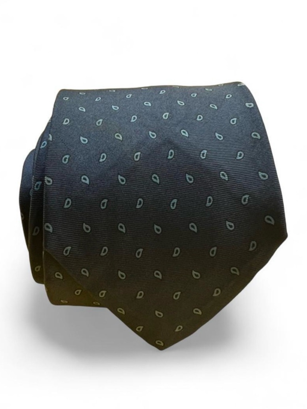 Vintage Christian Dior Monsieur All Silk Tie Navy Blue Teardrop Paisley Paris NY